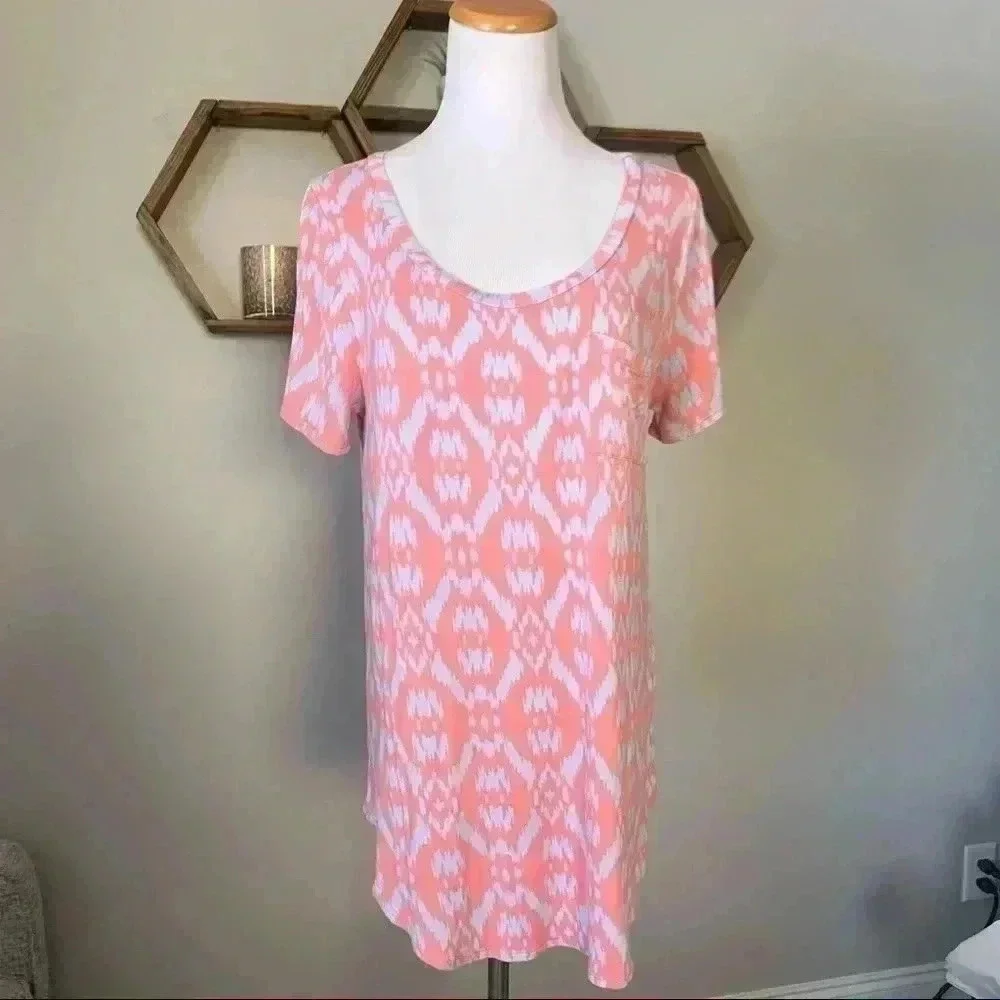 Market & Spruce pink and blue short sleeve tunic - Picture 3 of 6